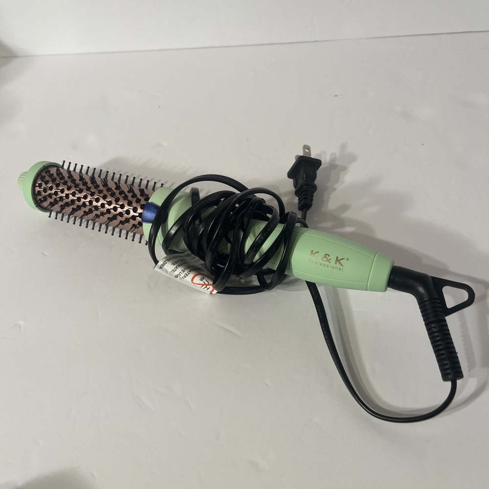 K&K Professional Thermal Brush Hair Styling Tool Mint Green Rose Gold Electric